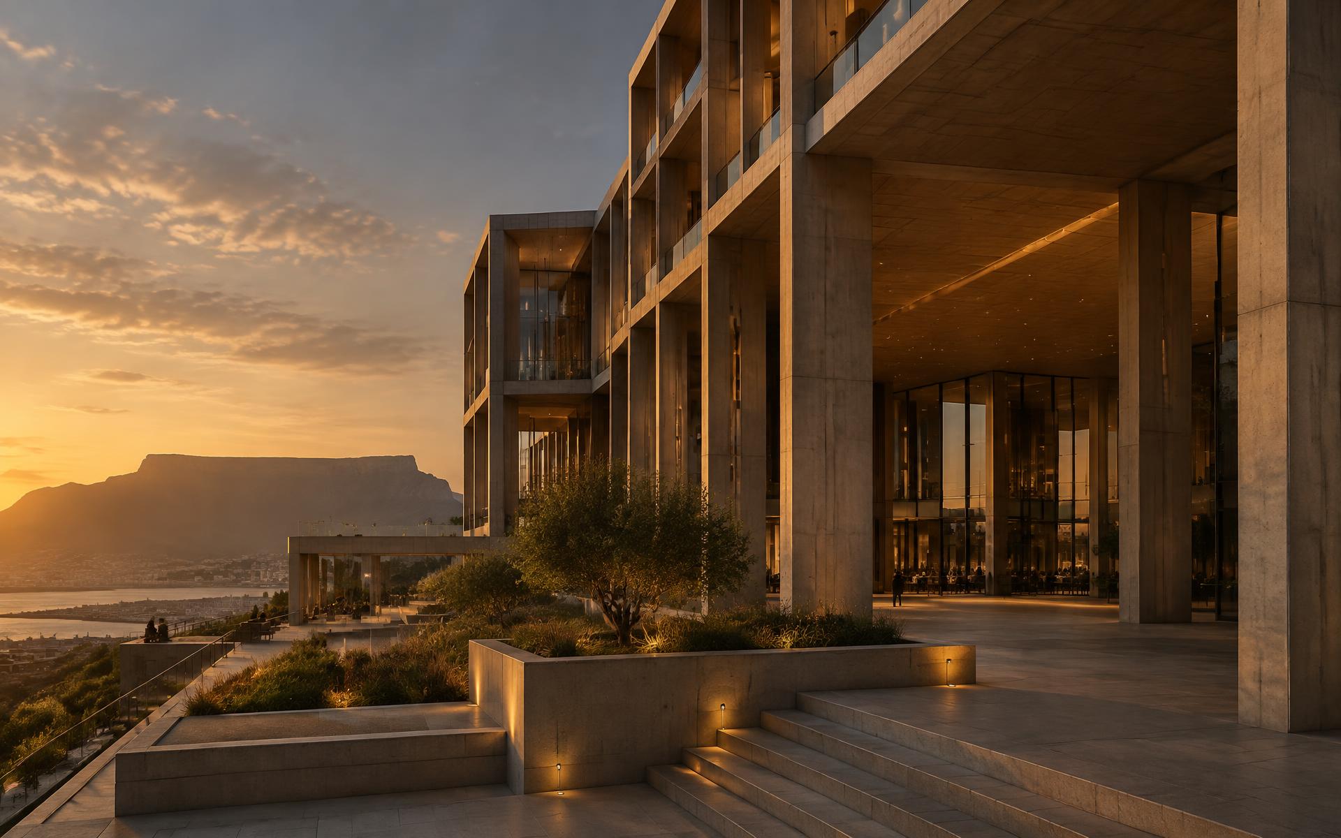 Aspirational contemporary development architecture in warm evening light